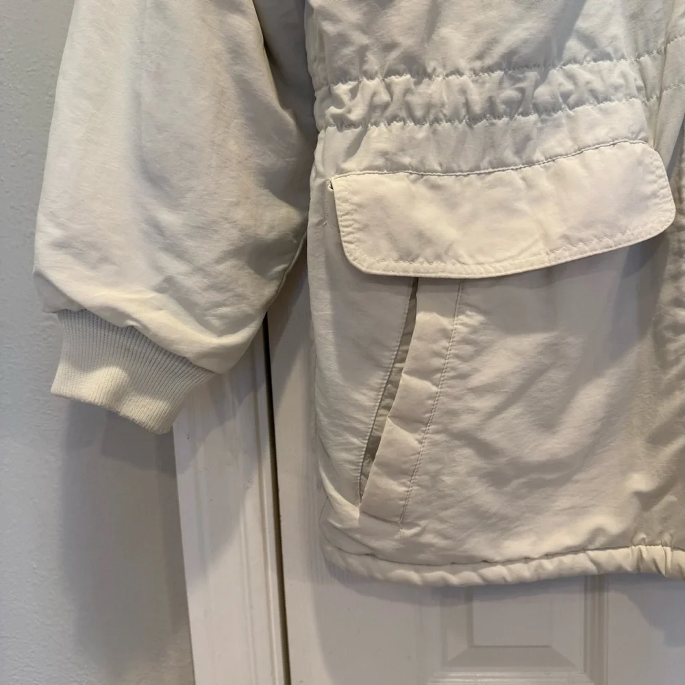 Vintage J Crew Winter Jacket Men’s M Ivory Grey Fleece Lined Outdoor Gorpcore 90
